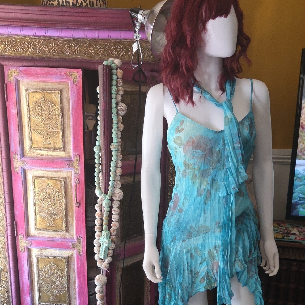 Floral Blue Sleeveless Women's Top
